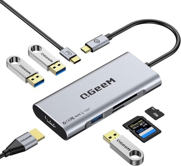 QGEEM - Adaptador Hub Puerto USB-C 7 en 1 y 9 en 1