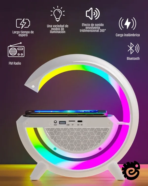 Lámpara 4 en 1 con Bluetooh, RGB y Garga Inalámbrica - Imagen 4
