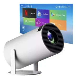 Proyector HY300 para cine en casa, con Android 11, WiFi, Bluetooth y proyección de hasta 150 pulgadas.