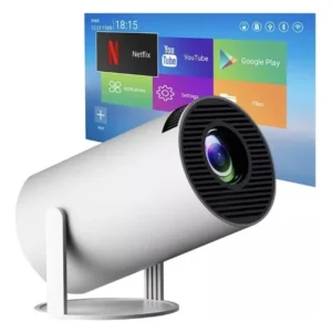 Proyector HY300 para cine en casa, con Android 11, WiFi, Bluetooth y proyección de hasta 150 pulgadas.