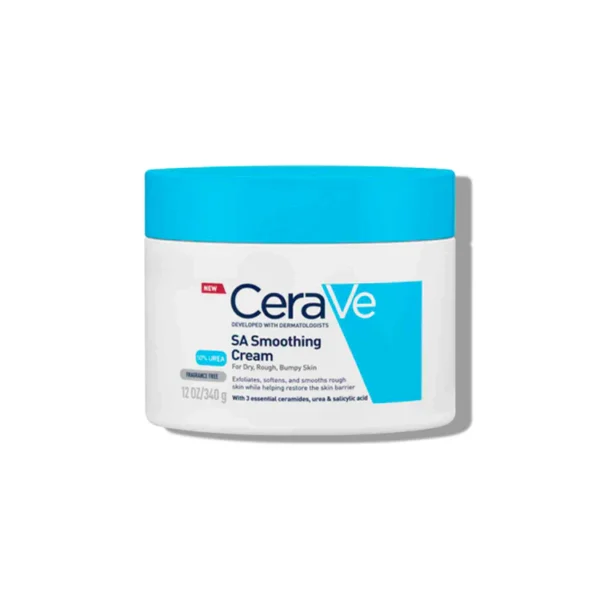 Crema exfoliante hidratante CeraVe SA Smoothing Cream 340g para piel seca o áspera, con ácido salicílico y úrea.