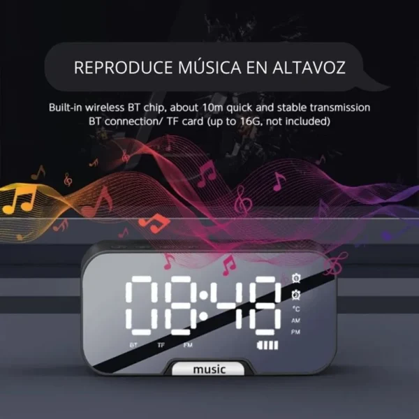 Parlante Radio Alarma Despertador con BT y LED - Imagen 4