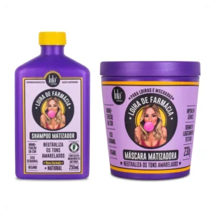 Shampoo y máscara Lola Cosmetics Loira de Farmácia que neutralizan tonos amarillos y anaranjados en cabello rubio