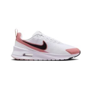 Nike Air Max Nuaxis White Red Stardust Pink Oxford con upper de malla transpirable, amortiguación Max Air y diseño deportivo moderno.