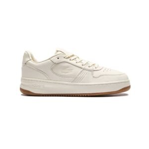 Lacoste L001 Set Off White para mujer de cuero con cocodrilo lateral.
