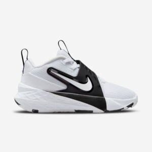 Nike Team Hustle D Pre Infante blancas con velcro y cordones elásticos.
